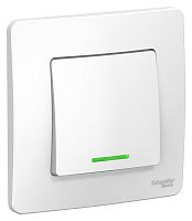 Переключатель с подсветкой с рамкой Systeme Electric Blanca 1-кл. проходной белый картинка